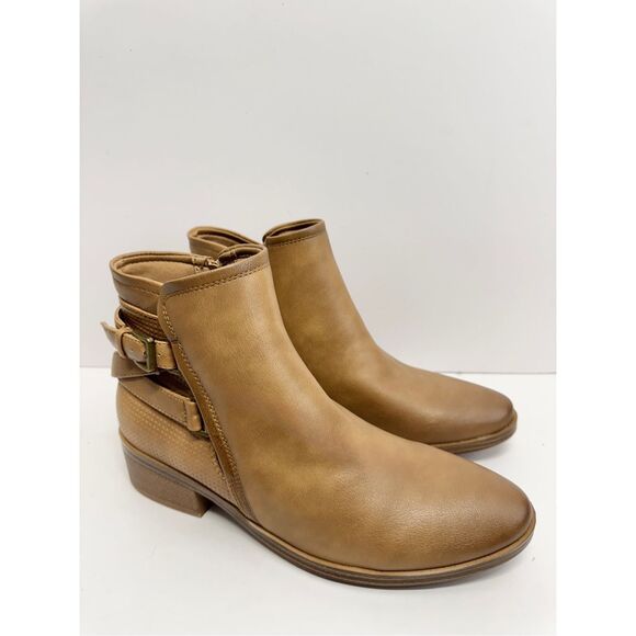 BareTraps Boots Size 8.5 Tan Ankle Booties Cushioned Insole Side Zip NEW - Picture 3 of 11